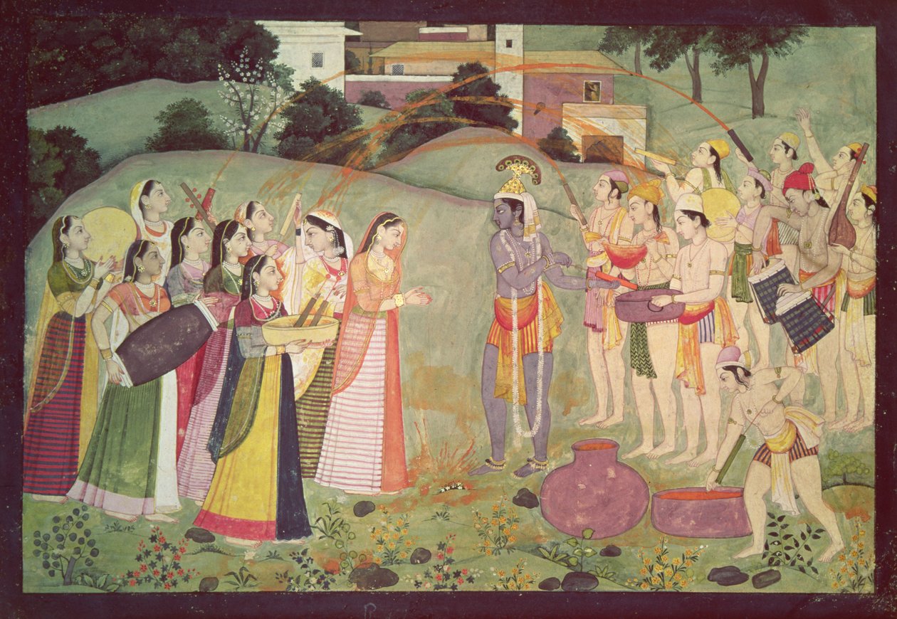كريشنا يحتفل بمهرجان هولى ، كانجرا ، هيماشال براديش ، 1775-1780 بواسطة مدرسة باهاري