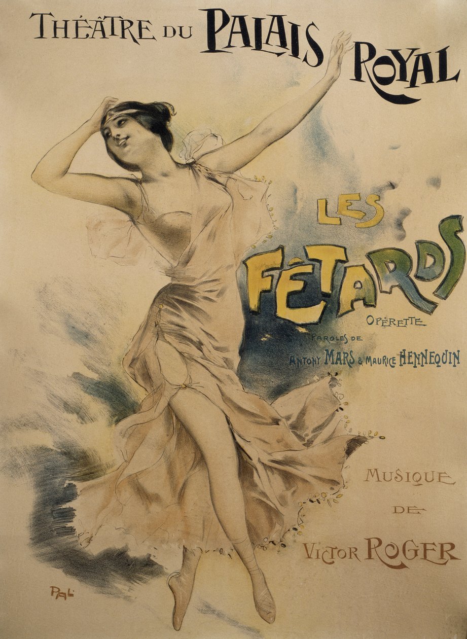 Poster for Le Fetards, operetta, libretto by Antony Mars and Maurice Hennequin, music by Victor Roger, Poster for Theatre du Palais Royal in Paris بواسطة صديق