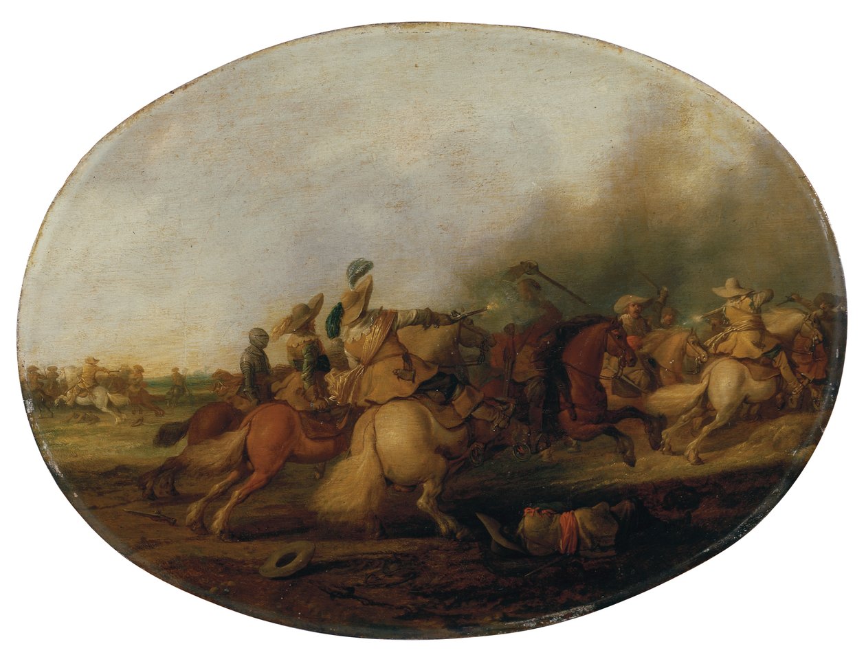 مناوشات سلاح الفرسان مع جندي سقط ، 1637 بواسطة Palamedes Palamedesz