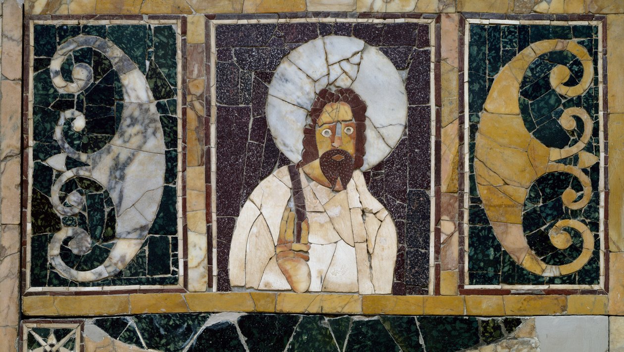 Inlaid marble depicting face of Christ, artifact from Rome, Italy, Early Christian period بواسطة باليو كريستيان