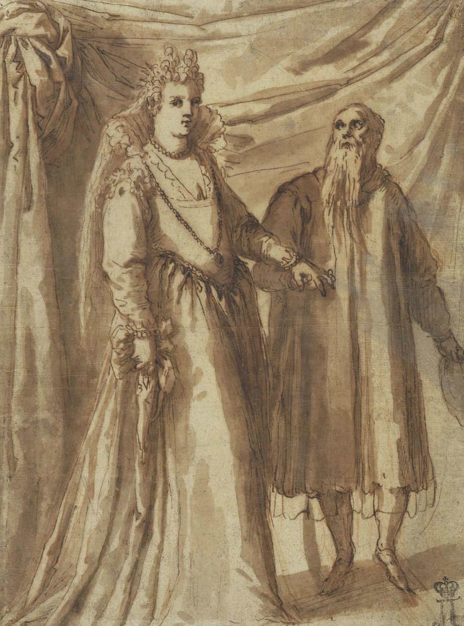 تقديم العروس ، ج .1610 (قلم ، فرشاة ، وحبر هندي على ورق) بواسطة بالما إل جيوفان 1548 1628 بالما إل جيوفان 1548 1628