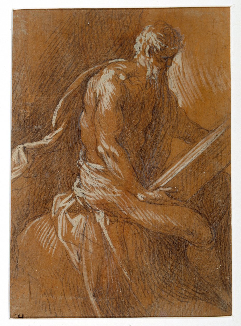 A saint reading (black chalk heightened with white body colour on boxwood coated with gum) بواسطة بالما إل جيوفان