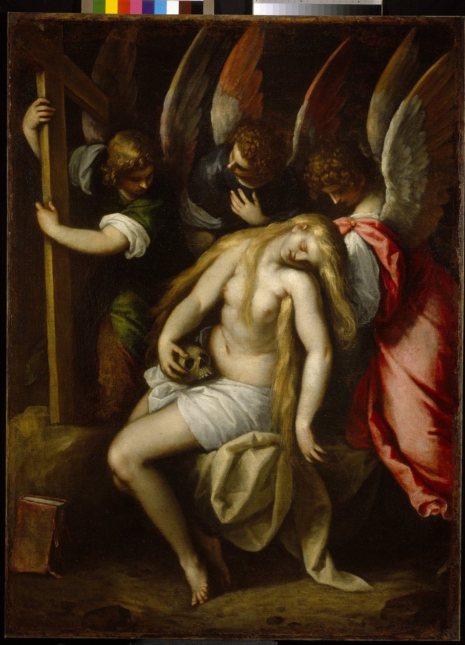 وفاة مريم المجدلية (مريم المجدلية). لوحة جاكوبو بالما الثاني جيوفاني ، الأصغر (1544-1628) ، زيت على قماش بواسطة بالما إل جيوفاني