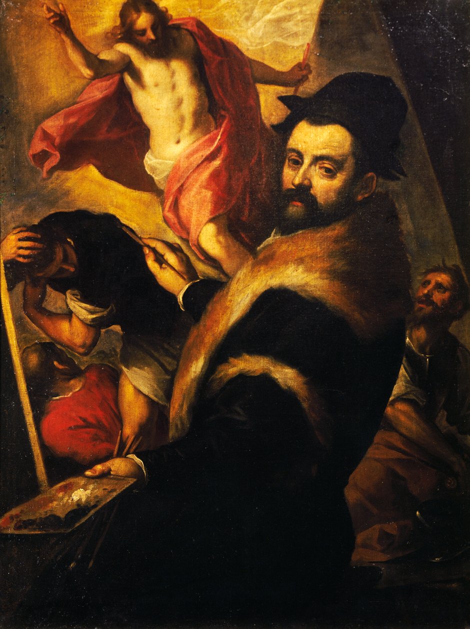 Self-portrait while painting Resurrection بواسطة بالما إل جيوفان