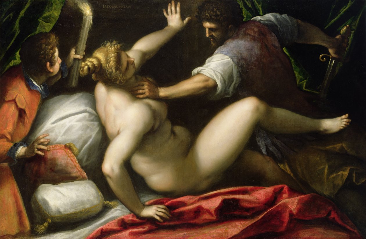 Tarquin و Lucretia ، أواخر القرن السادس عشر (زيت على قماش) بواسطة بالما إل جيوفاني (1548 1628)