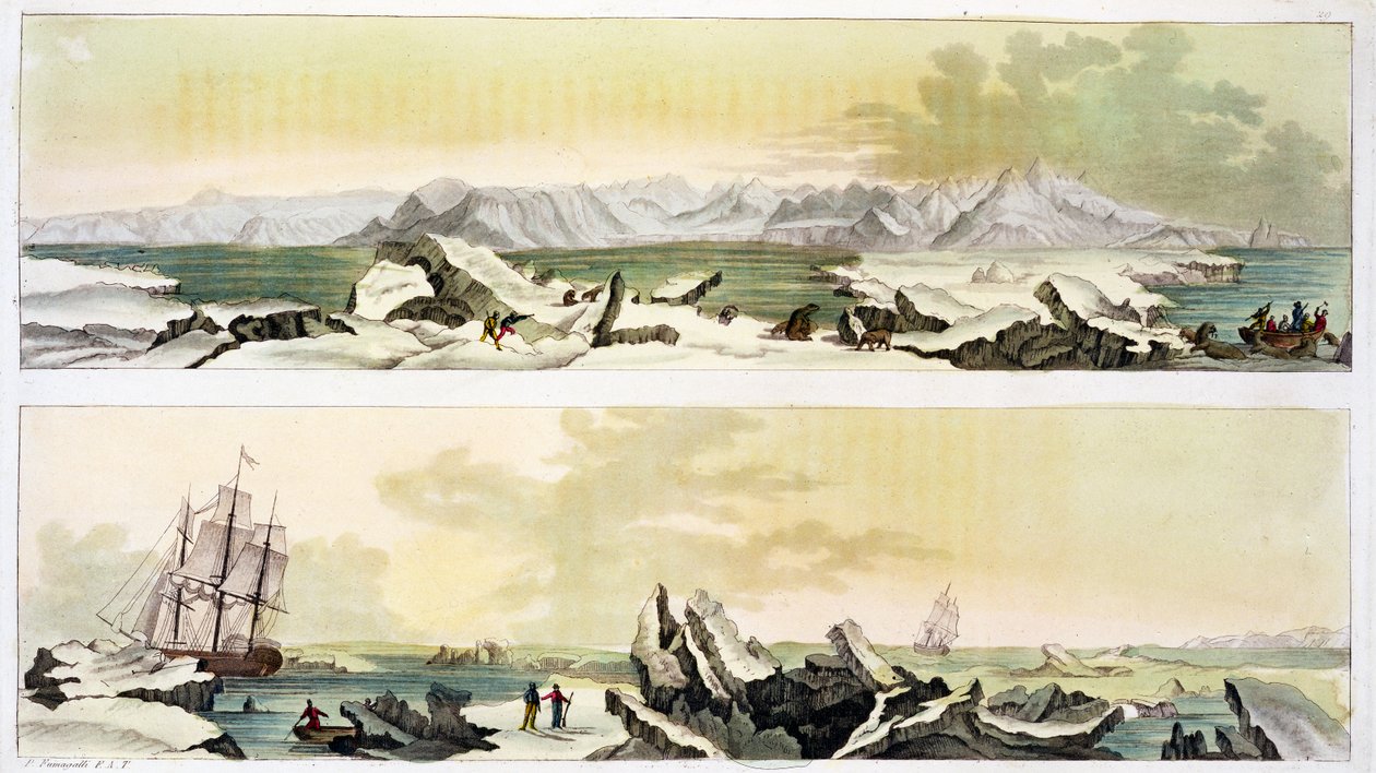 منظر لـ Spitsbergen مع "The Dorothea" (نقش الألوان) بواسطة باولو فوماجالي