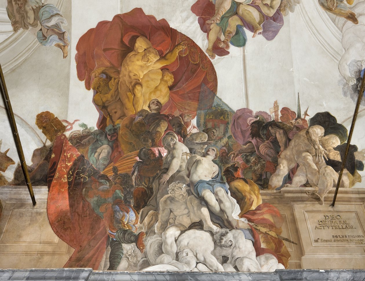 قاضي روماني يدين حتى الموت القديسين أبولونيا ولوسي وكاترين الإسكندرية ، 1696-97 بواسطة باولو باجاني