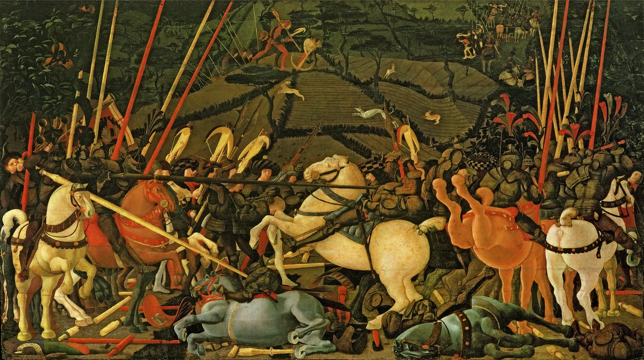 معركة سان رومانو عام 1432 ، ج 1456 (درجة الحرارة على اللوحة) (انظر أيضًا 162335) بواسطة باولو أوشيلو