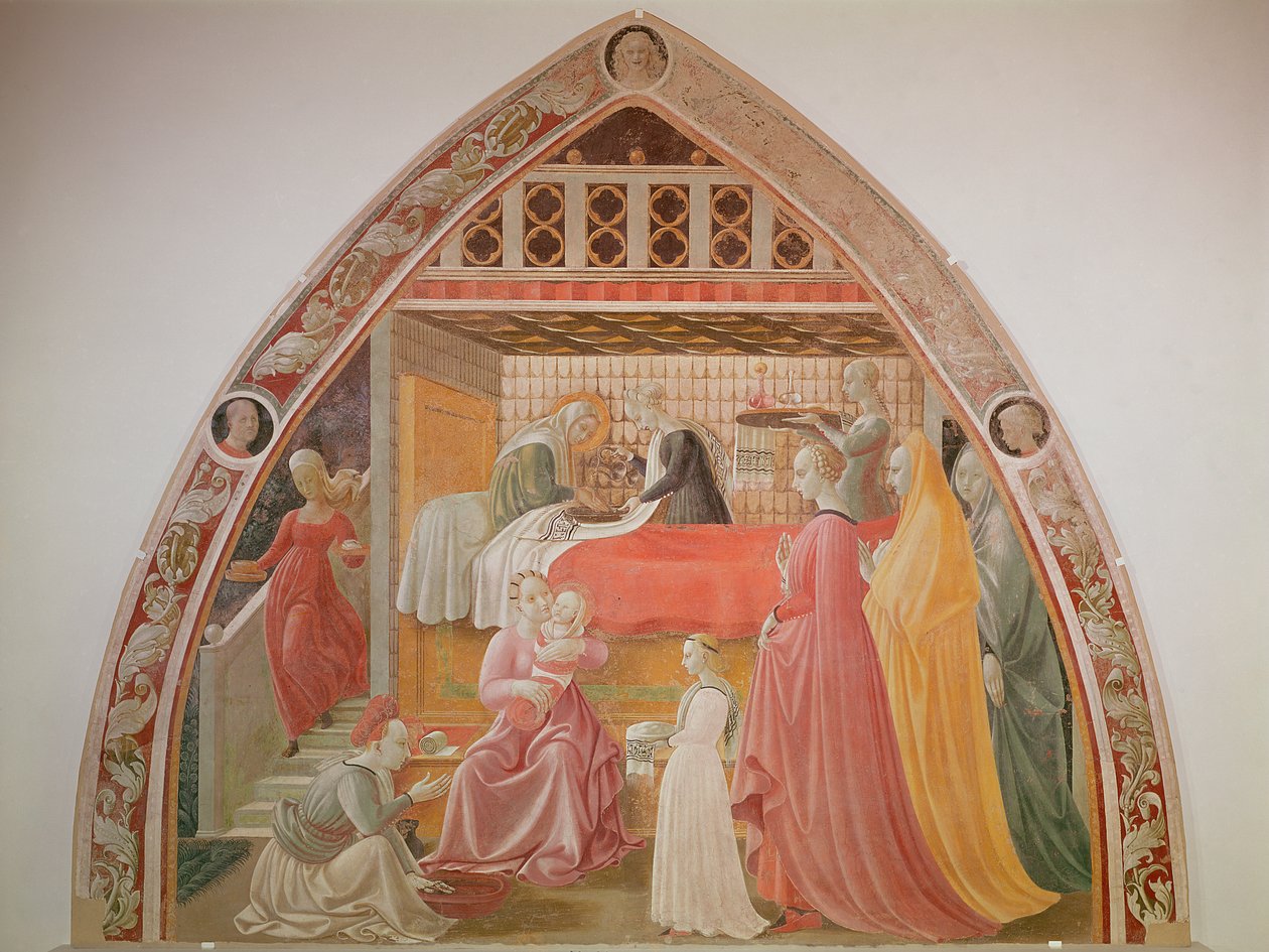 ولادة العذراء ، من دورة حياة العذراء والقديس ستيفن ، من Cappella dell&39;Assunta (كنيسة العذراء) 1433-1434 بواسطة باولو أوشيلو