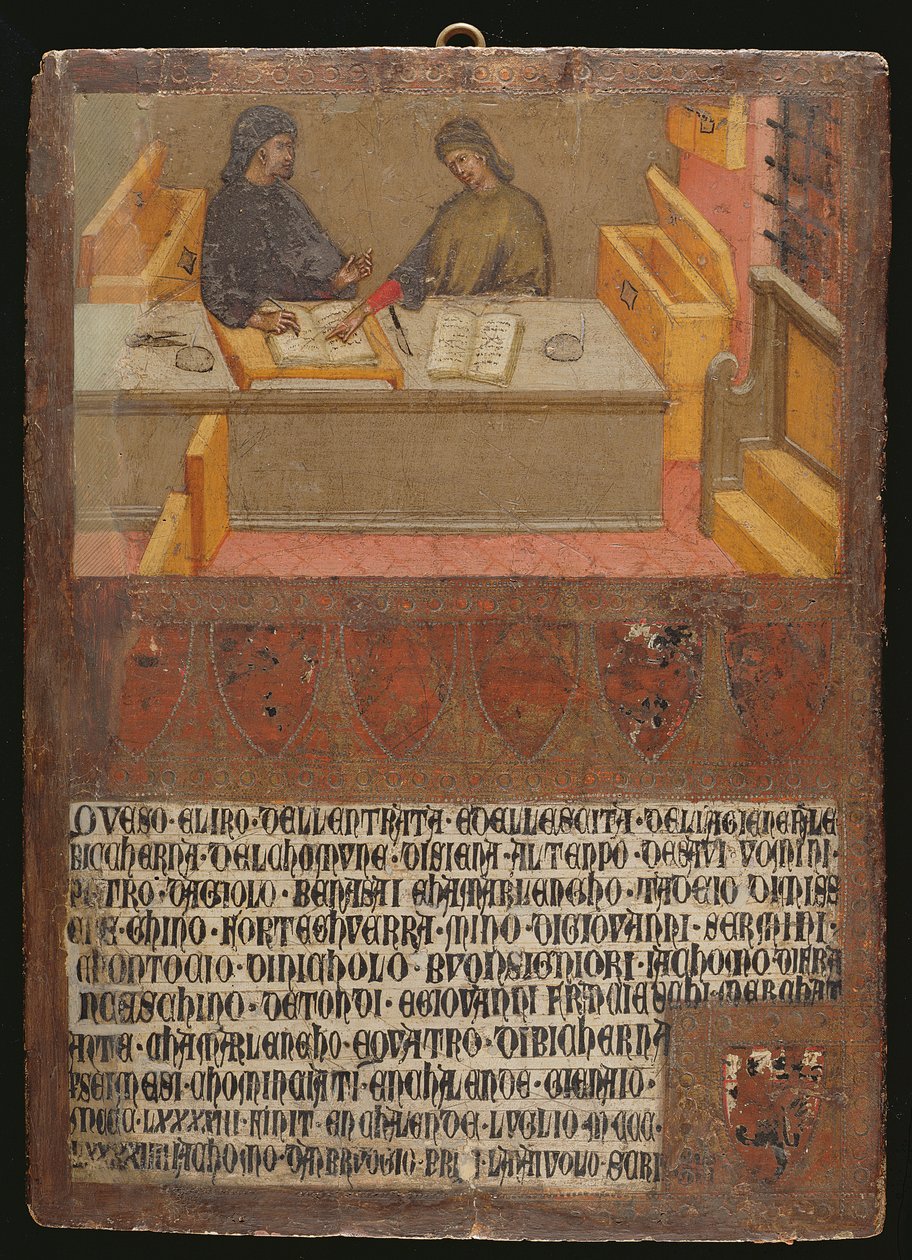 المدير المالي والناسخ في مكتبهما في Biccherna (مكتب الإيرادات) (درجة الحرارة على اللوحة) بواسطة باولو دي جيوفاني فاي