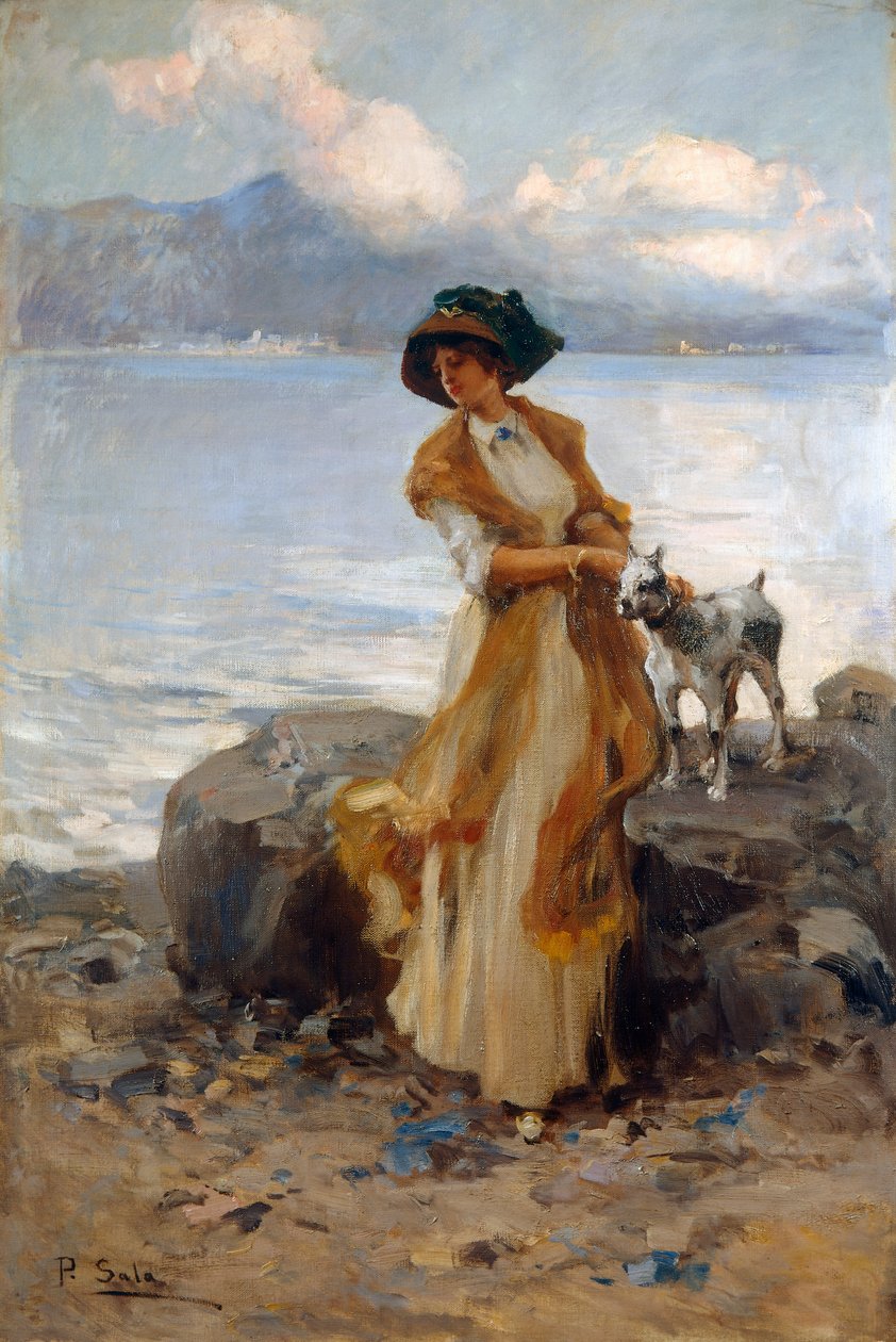 تناغم على بحيرة ميرجوزو، لباولو سالا (1859-1924)، زيت على القماش بواسطة باولو سالا