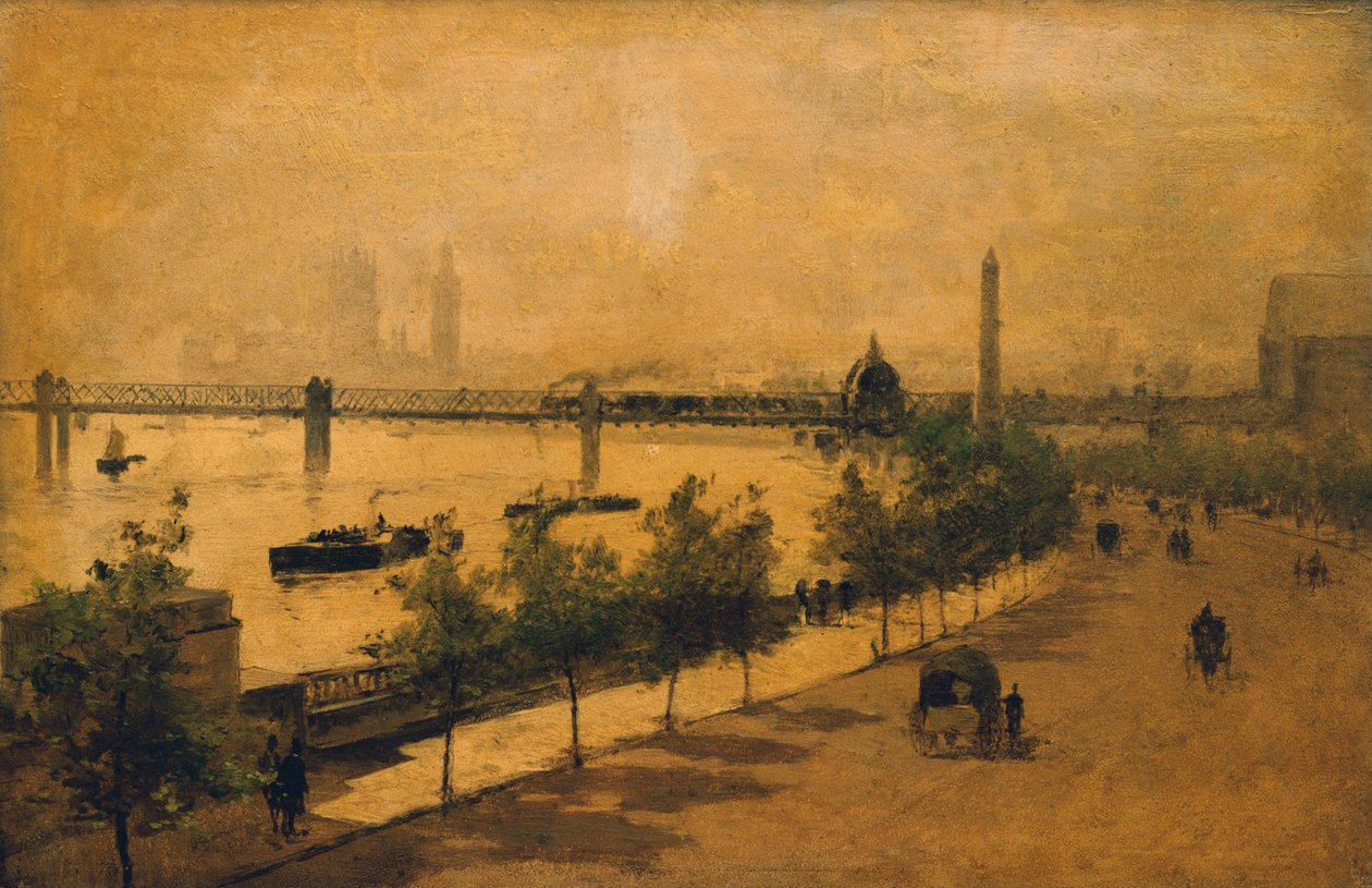 The Thames Embankment ، لندن (زيت على لوح) بواسطة باولو سالا