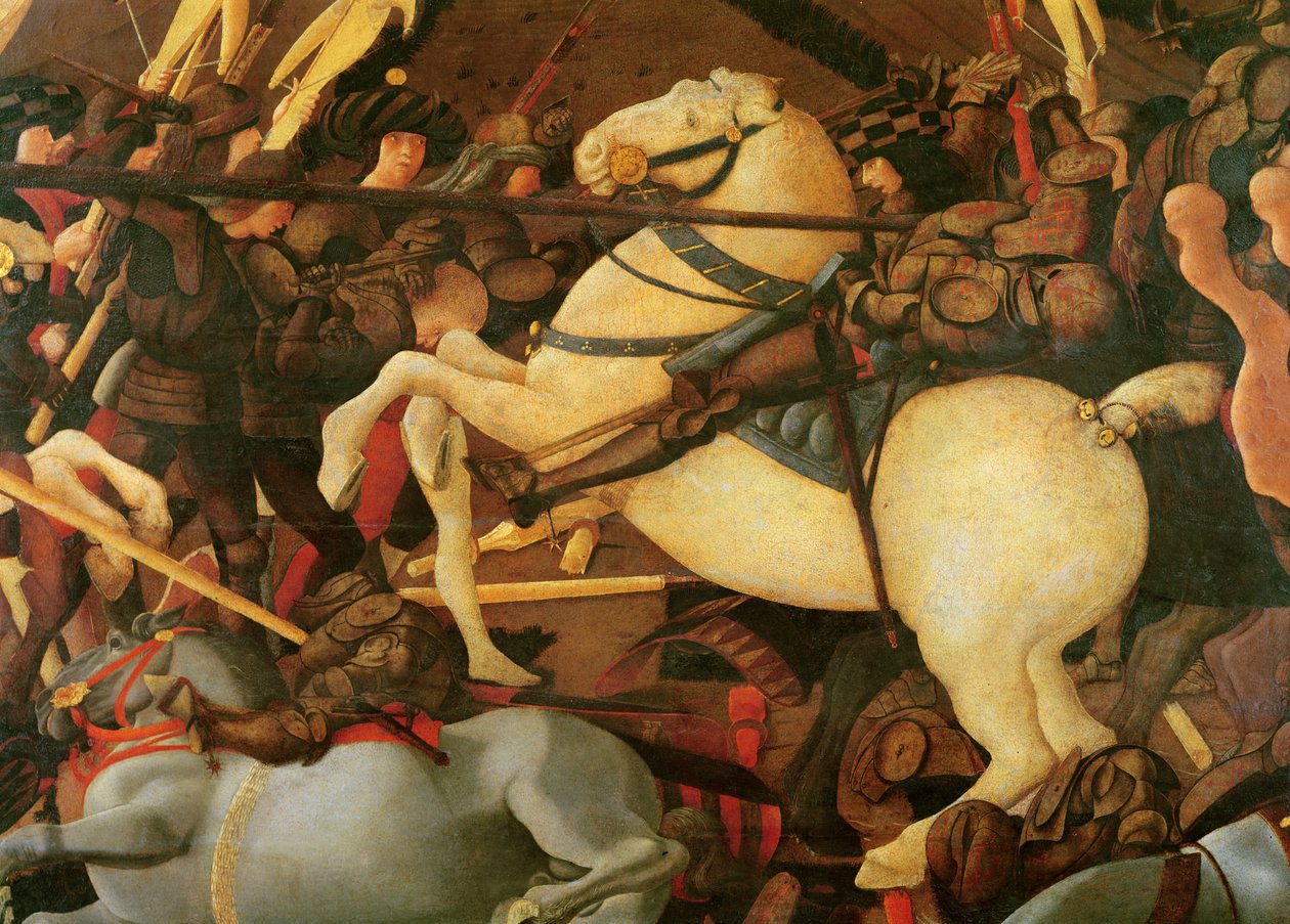 معركة سان رومانو ، تفاصيل برناردينو ديلا سياردا خالفت حصانه ، c.1456 ، تمبرا على اللوحة بواسطة باولو أوشيلو