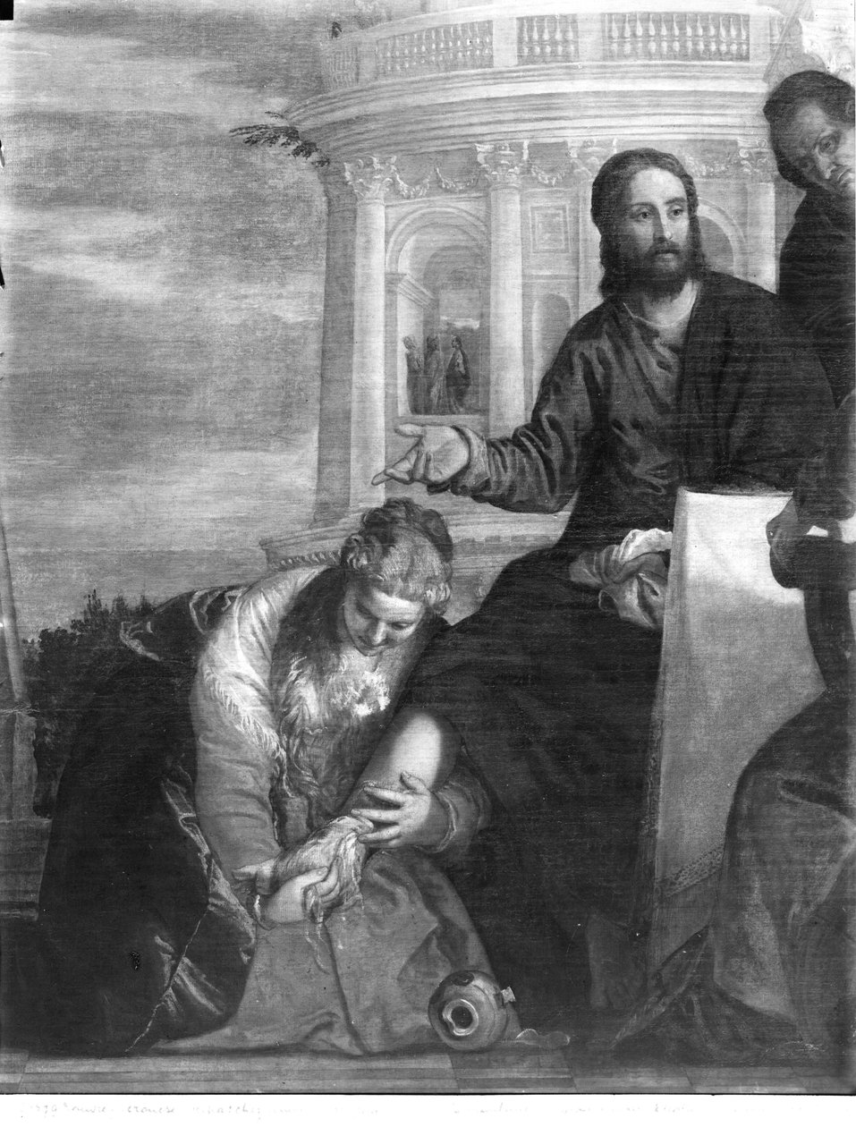 الوجبة في بيت سمعان الفريسي ، تفاصيل الجزء المركزي ، 1570 بواسطة باولو فيرونيز