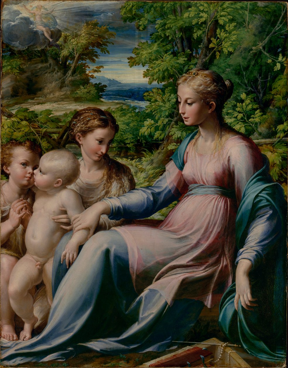 Parmigianino - العذراء والطفل مع القديس يوحنا المعمدان ومريم المجدلية بواسطة بارميجيانينو