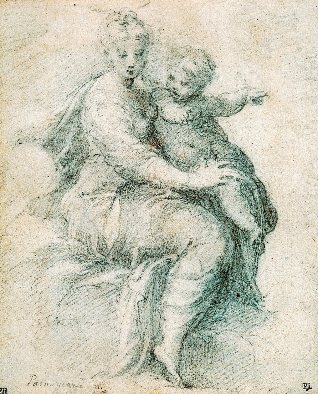 مادونا والطفل على الغيوم ، c1525. بواسطة بارميجيانينو