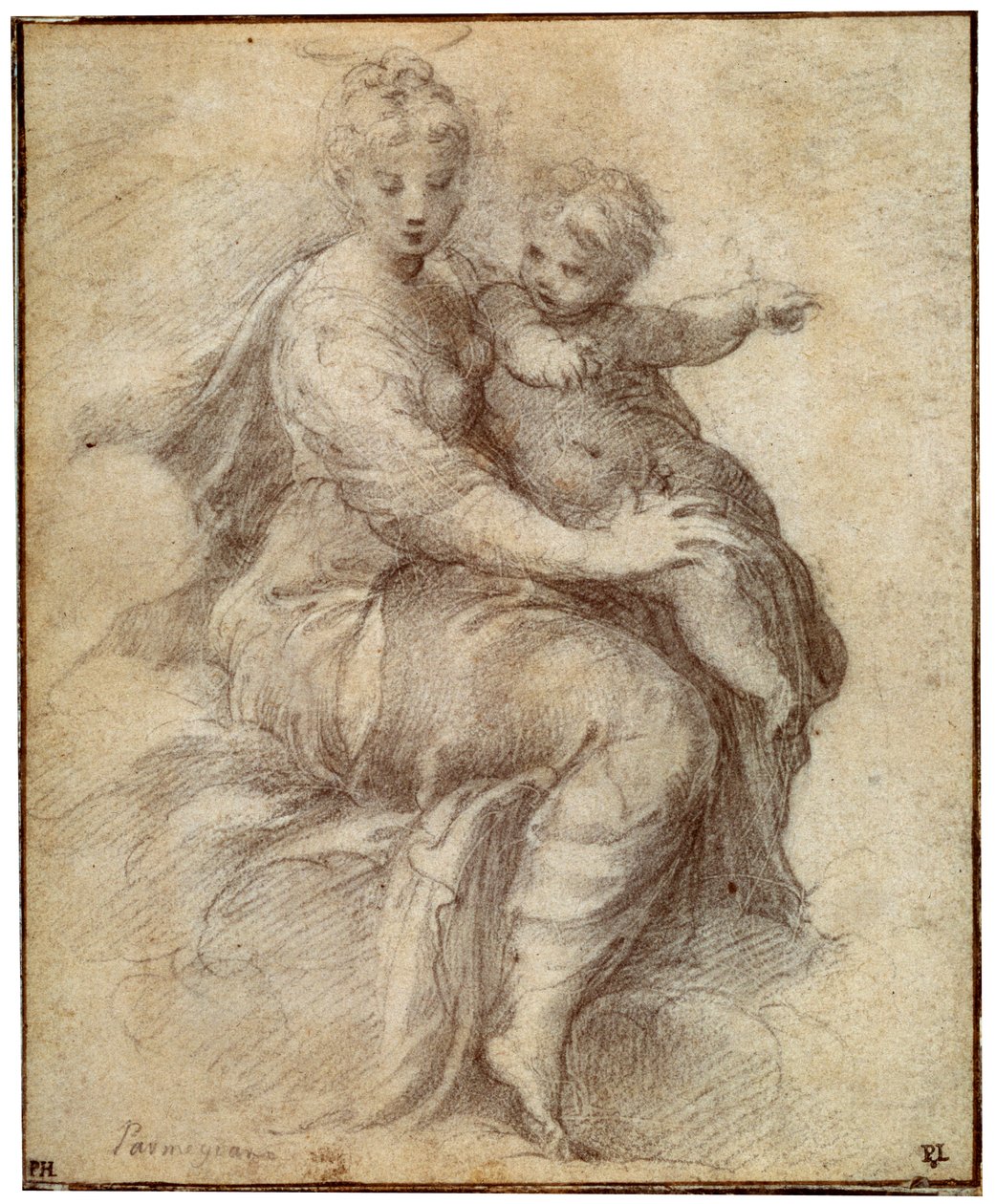 مادونا والطفل على الغيوم ، c1525 بواسطة بارميجيانينو