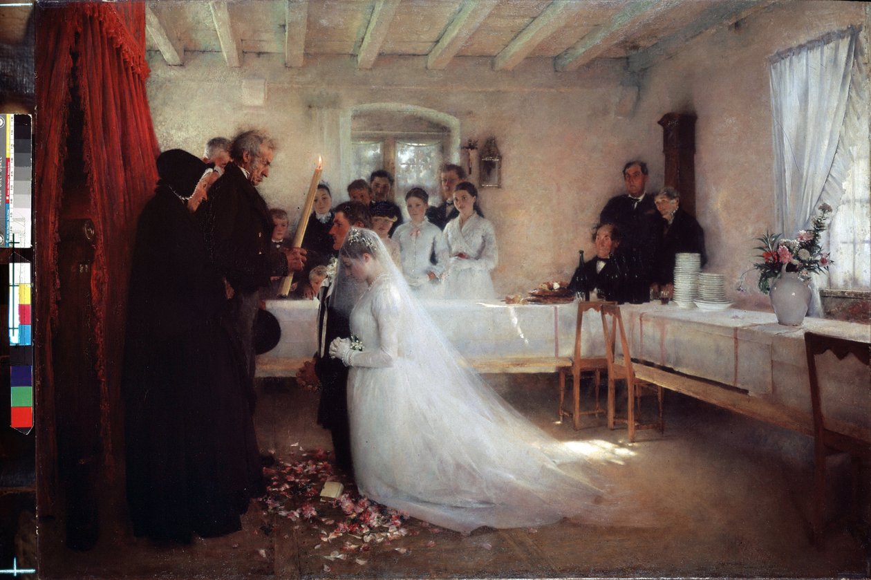 "" دعاء الزواج "(الزفاف) لوحة لباسكال أدولف جان دجنان بوفيريه (داجنان بوفيريه) (1852-1929) 1880-1881 متحف بوشكين موسكو بواسطة باسكال أدولف جان داجنان بوفيريه