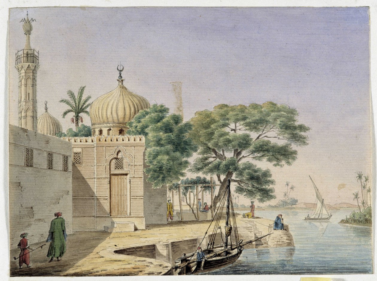 منظر لمسجد بجانب الماء. مصر. رسم باسكال كوست (1787-1879) متحف آثار البحر الأبيض المتوسط، مرسيليا بواسطة باسكال كزافييه (بعد) كوست
