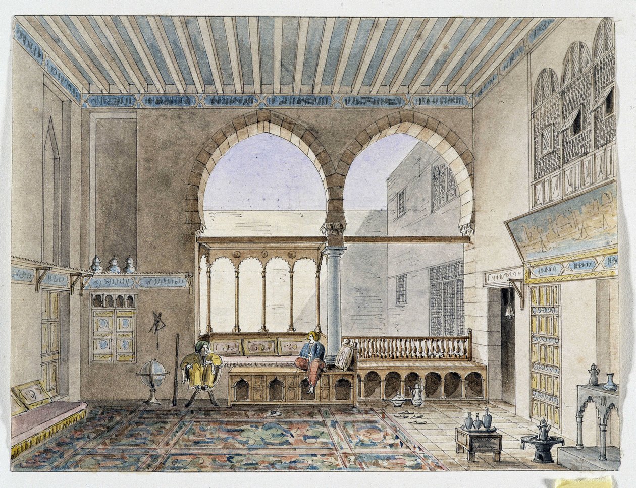 منظر داخلي لقصر الشيخ جبرتي. لوحة مائية لباسكال كوست (1787-1879) متحف آثار البحر الأبيض المتوسط ، مرسيليا بواسطة باسكال كزافييه (بعد) كوست