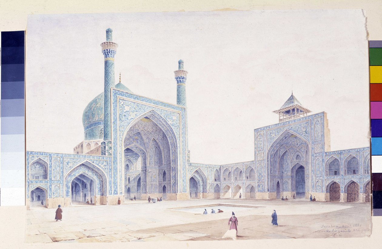 منظر داخلي لساحة الجامع الكبير في أصفهان بواسطة باسكال كزافييه (بعد) كوست