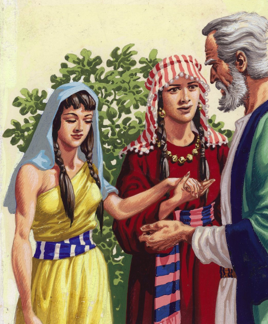 ساراى تقدم هاجر إلى إبراهيم (غواش على ورق) بواسطة بات (1907-95) نيكول