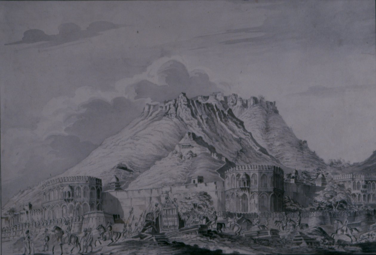 قلعة ومدينة أجمير ، 1820 (قلم رصاص وغسل على ورق) بواسطة باتريك وو