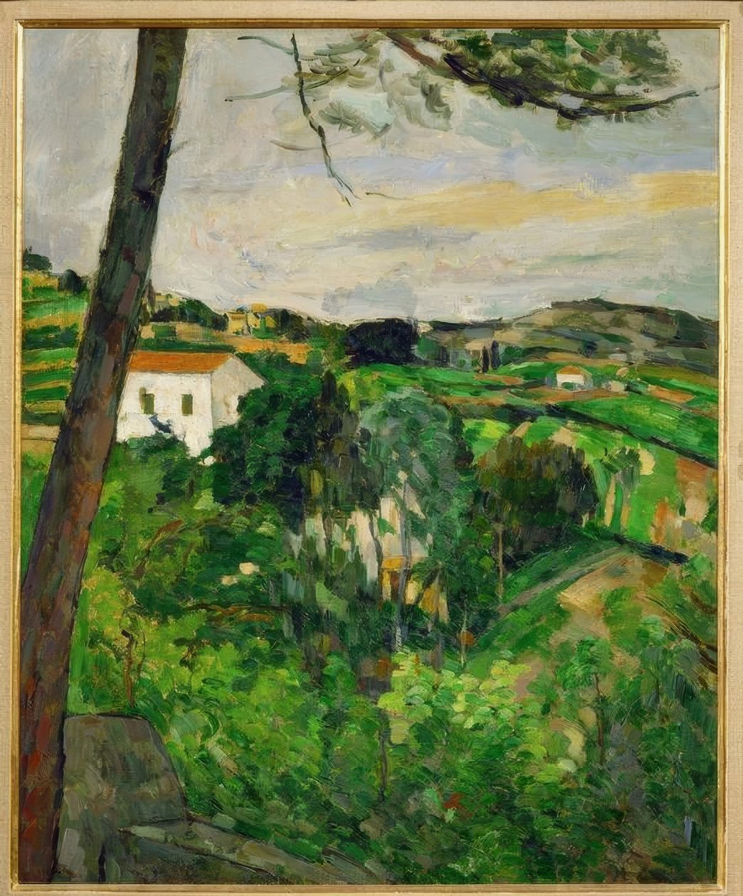 Le Pin à l&39;Estaque (منظر طبيعي بسقف أحمر بواسطة بول سيزان