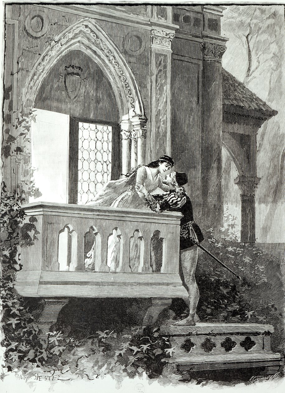 مشهد من القانون الثاني لروميو وجولييت ، تم تقديمه في المسرح الوطني de l&39;Opera ، 1888 بواسطة بول ديستيز
