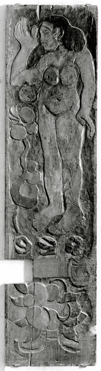 لوحة عمودية منحوتة من إطار باب الإقامة النهائية Gauguins في Atuona على Hiva Oa (جزر Marquesas) ، 1902 (سيكويا) بواسطة بول غوغان