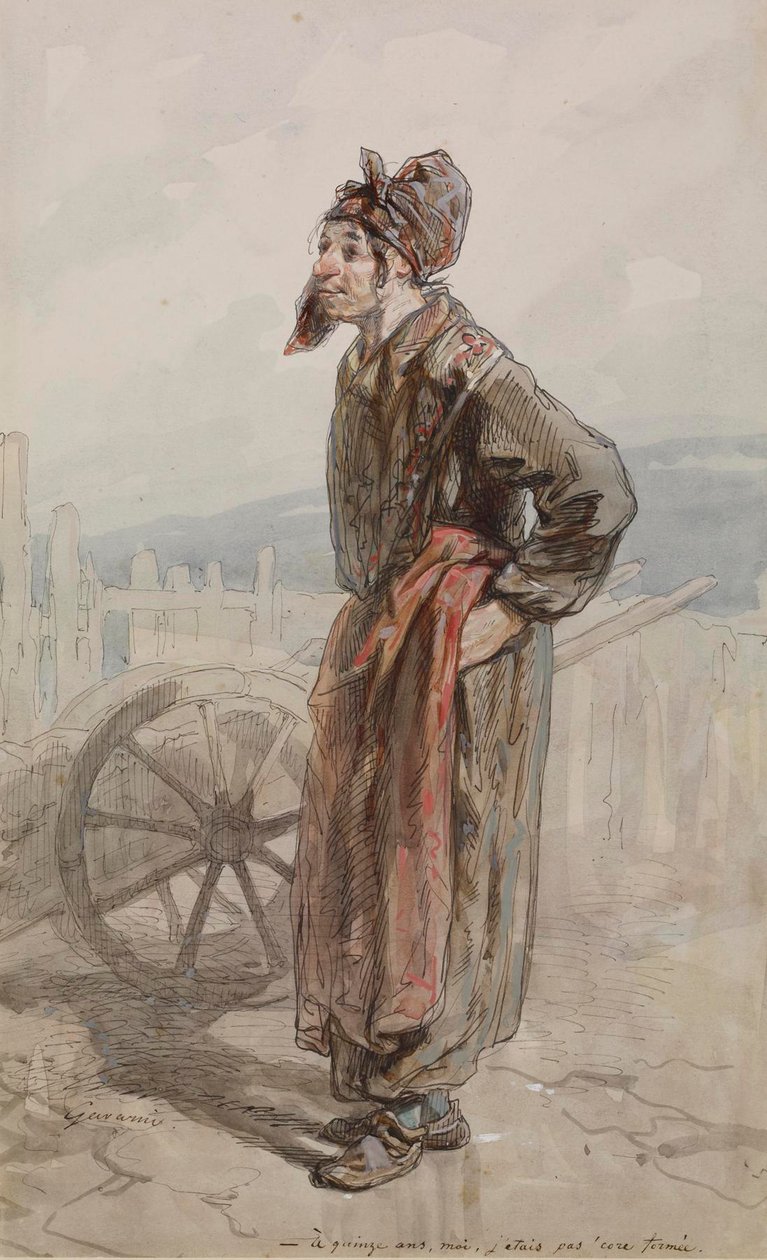 "في سن 15 ، أنا لم أتشكل بعد" ، ص 1855 (مرحاض وحبر مع جرافيت مرتفع مع أبيض على ورق) بواسطة بول جافارني