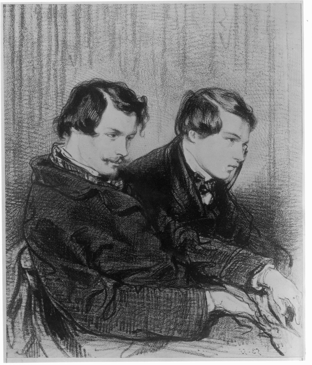 إدموند دي جونكورت (1822-1886) وجولس دي جونكورت (1830-1870) في صندوق في المسرح ، 1853 بواسطة بول جافارني