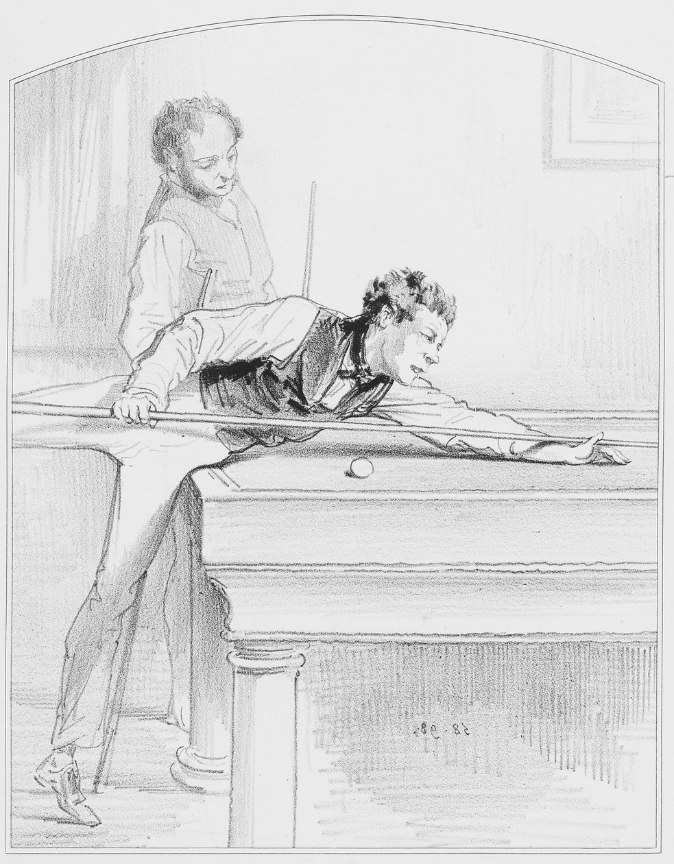 بلياردو ، لوحة 19 من Les Toquades ، 1858 بواسطة بول جافارني