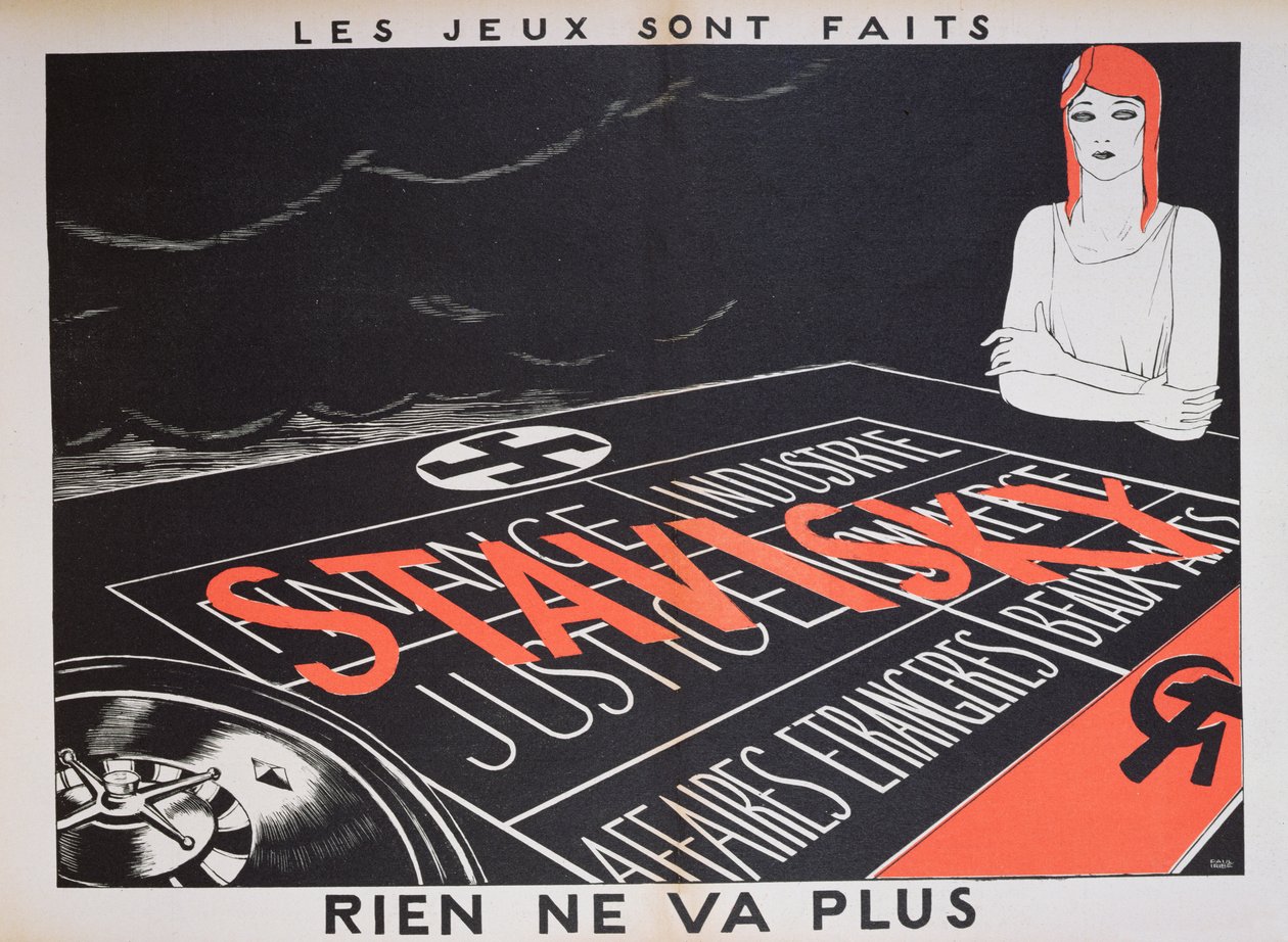 `` Rien va va Plus &39;&39; ، كاريكاتير في قضية Stavisky ، من كتيب "Parlons Francais" ، 1934 بواسطة بول ايريبي