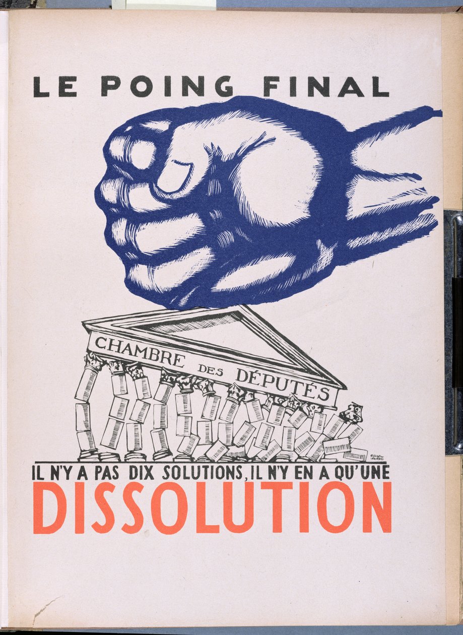 "The Last Punch" ، رسوم متحركة تنتقد الجمهورية الثالثة ، من "Parlons Francais" ، بقلم Paul Iribe (1883-1935) ، نشرتها Editions Floury ، باريس 1934 بواسطة بول ايريبي
