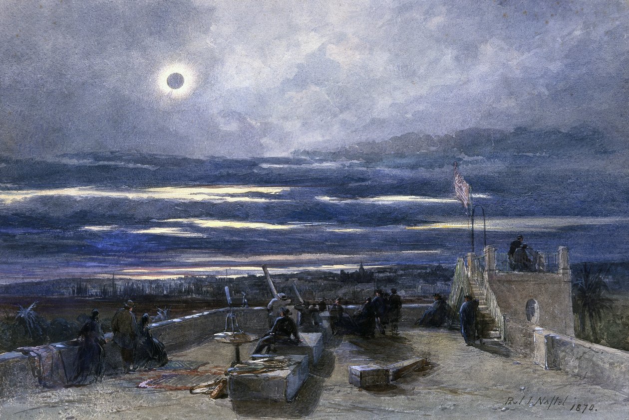 كسوف كلي للشمس ، الأندلس ، إسبانيا ، 1870 (مرحاض على ورق) بواسطة بول يعقوب نفتل