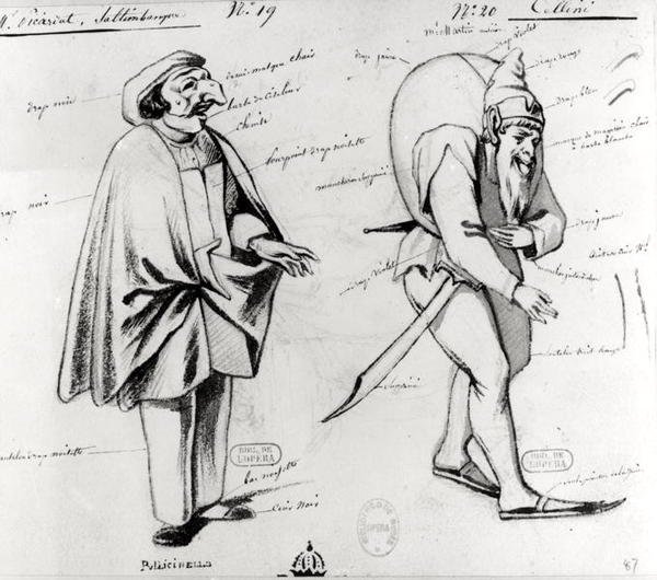 تصميم زي لاثنين من البهلوانات في Benvenuto Cellini بواسطة Hector Berlioz (1803-69) 1838 بواسطة بول لورمييه