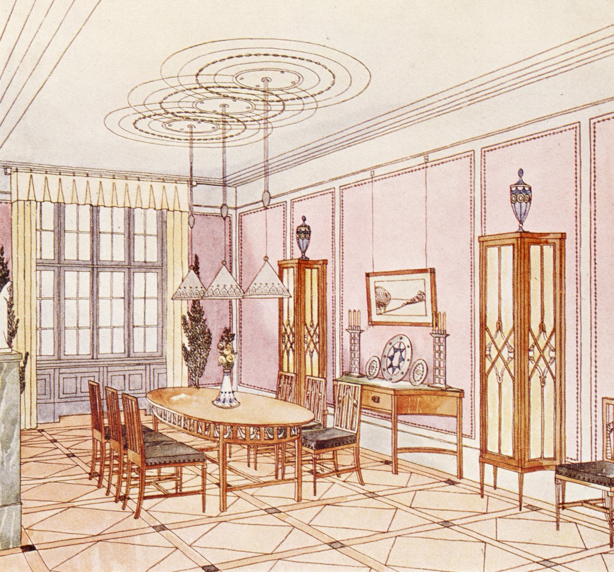 تصميم لغرفة الطعام ، من "Documents Architecture Moderne" بواسطة بول لودفيج تروست