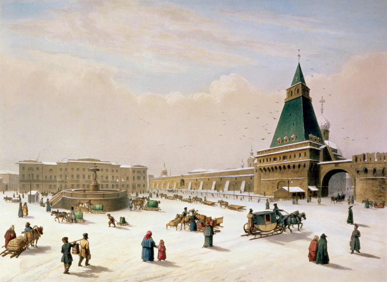 ساحة لوبيانسكا في موسكو ، طبعها لويس بيير ألفونس بيشبويس (1801-1850) ، 1830 بواسطة بول ماري روسيل