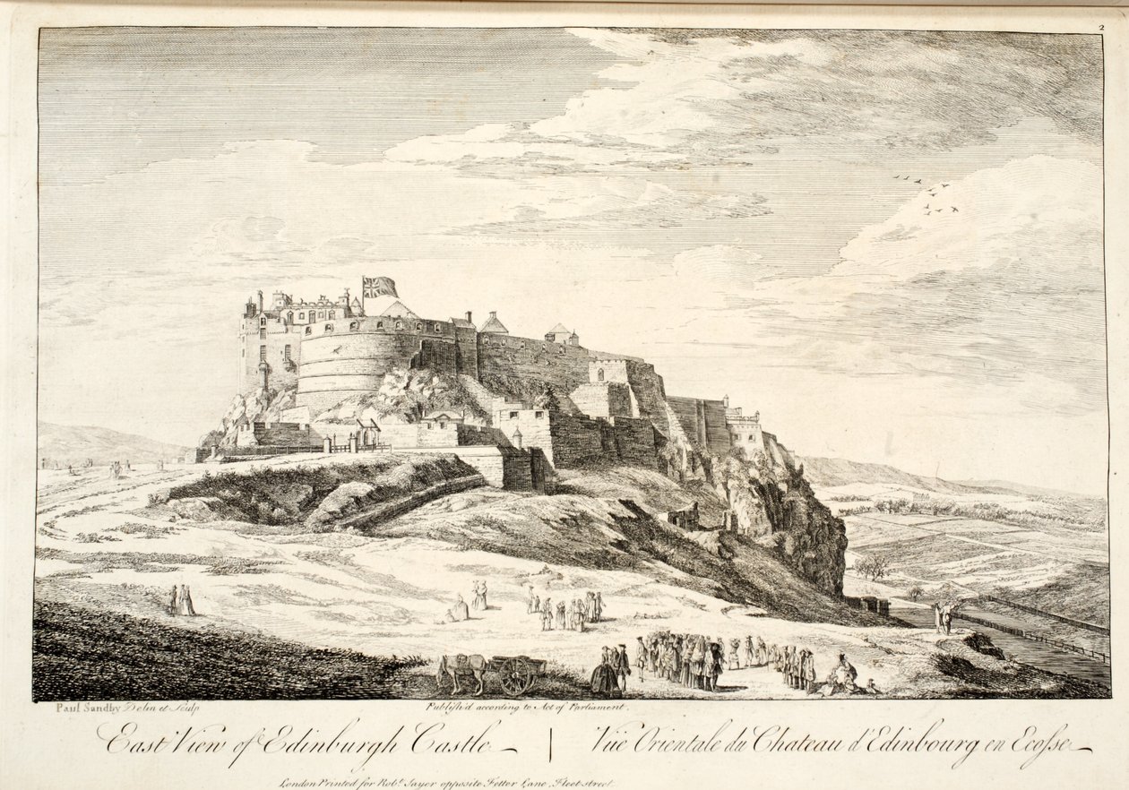منظر شرقي لقلعة إدنبرة ، "منظر شرقي لقلعة إدنبرة في اسكتلندا" ، ج .1780 بواسطة بول ساندبي