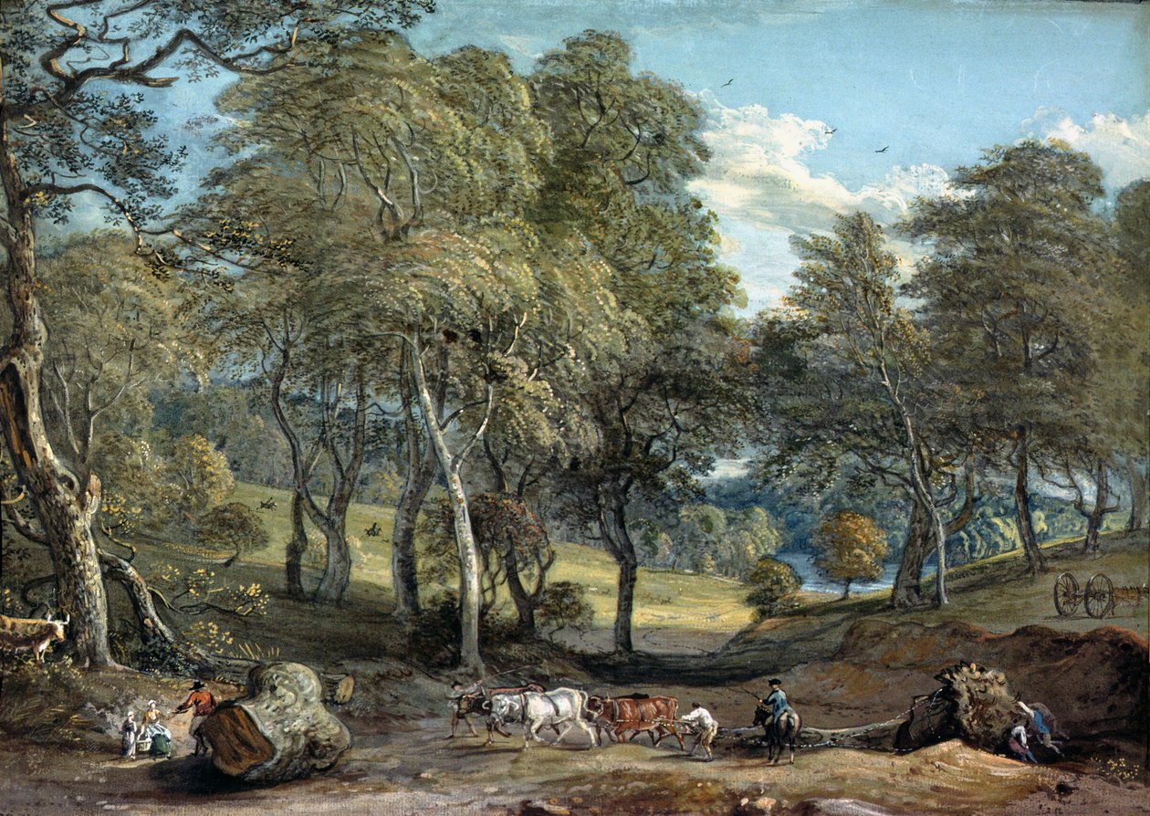 غابة وندسور مع خشب رسم الثيران ، 1798 بواسطة بول ساندبي