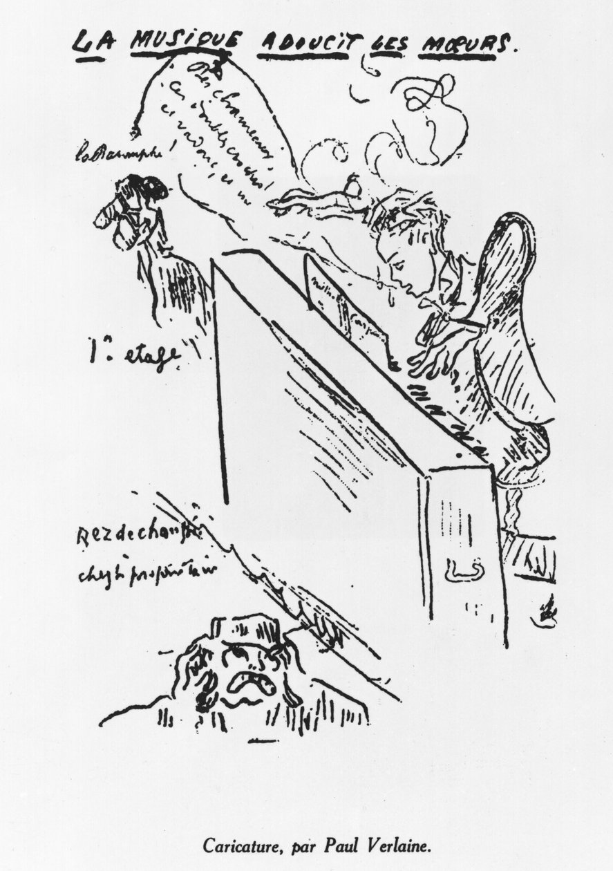 "الموسيقى تنعم الأخلاق" ، آرثر ريمبو (1854-91) يلعب البيانو بواسطة بول فيرلين