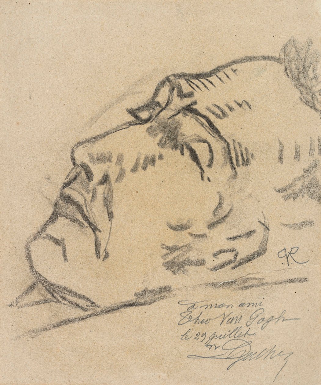 فنسنت فان جوخ (1853-1890) على فراش الموت ، رسمه بول فرديناند فان ريسيل (اسم مستعار لبول غاشيه) بواسطة بول جاشيه