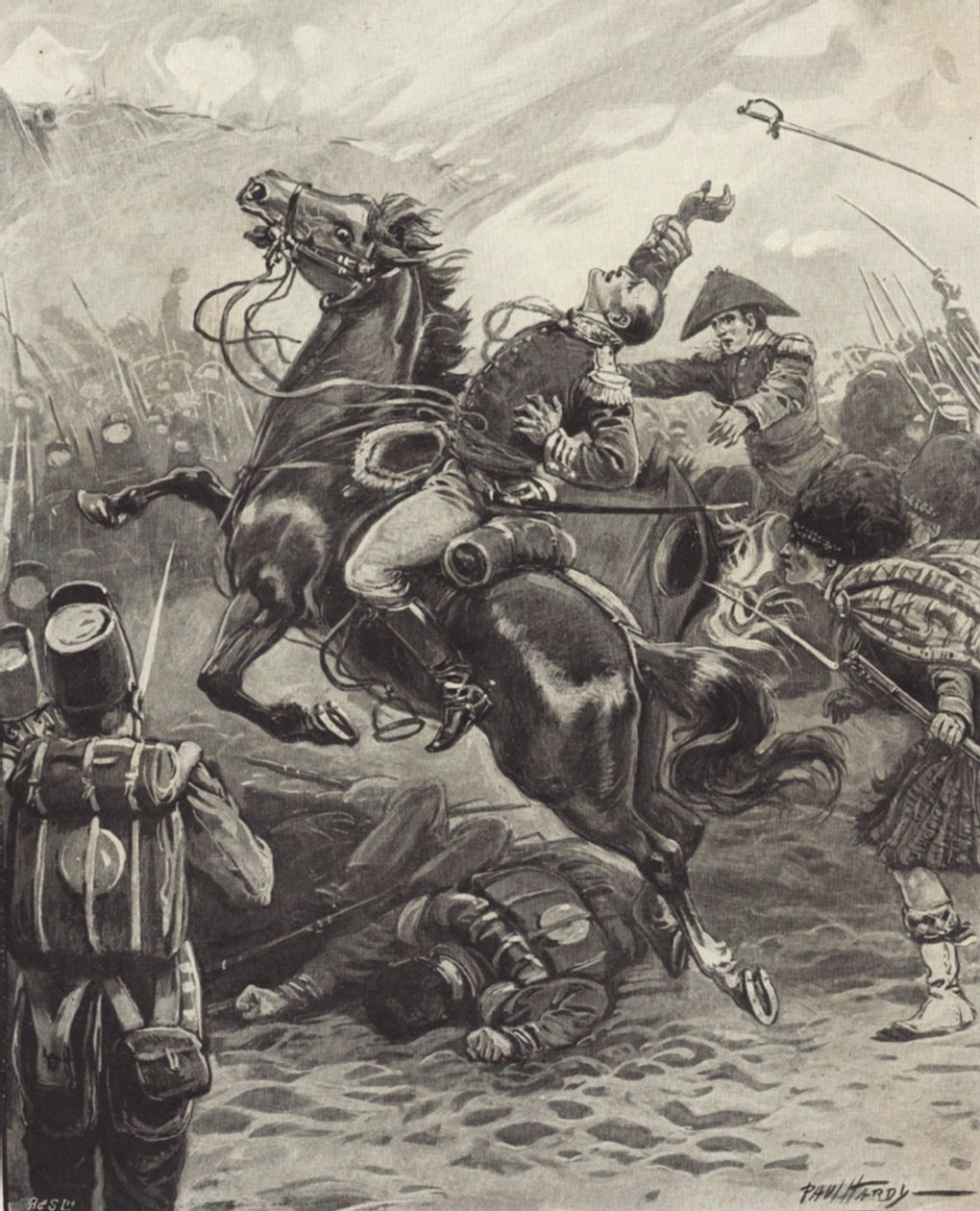 The Death of Edward Pakenham at the Battle of New Orleans (litho) بواسطة بول (بعد) هاردي
