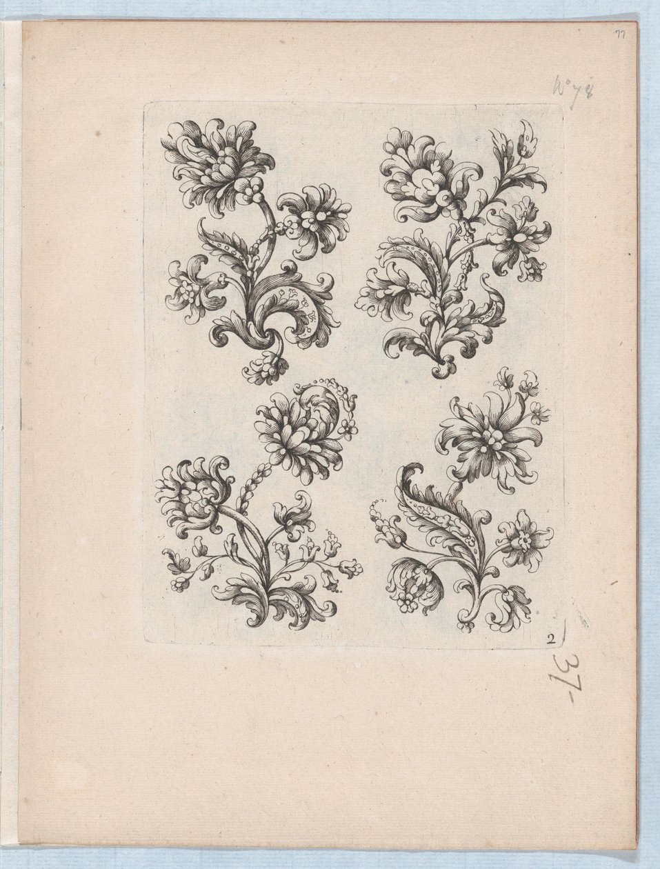 سلسلة من الزخارف الزهرية الصغيرة ، اللوحة 2 ، كاليفورنيا. 1670-85. ، كاليفورنيا. 1670-85. بواسطة بول أندرويت دو سيرسو