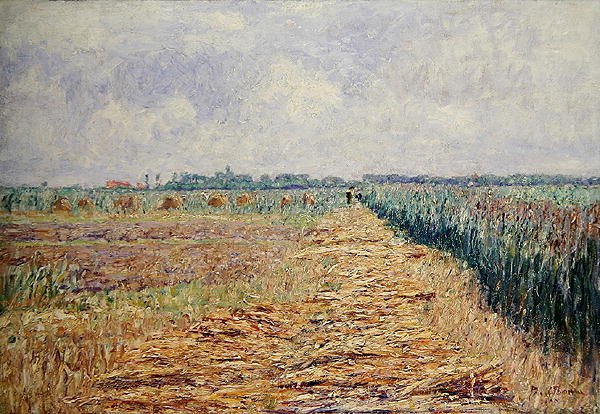 منظر هولندي مسطح تحت سماء صيفية مع غيوم بيضاء صافية ، حوالي 1890 (زيت على قماش) بواسطة بول بوم