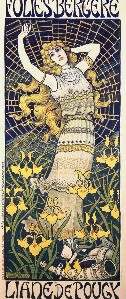 Poster for show of dancer Liane de Pougy (1869-1950) at Folies Bergere, Paris بواسطة بول بيرثون