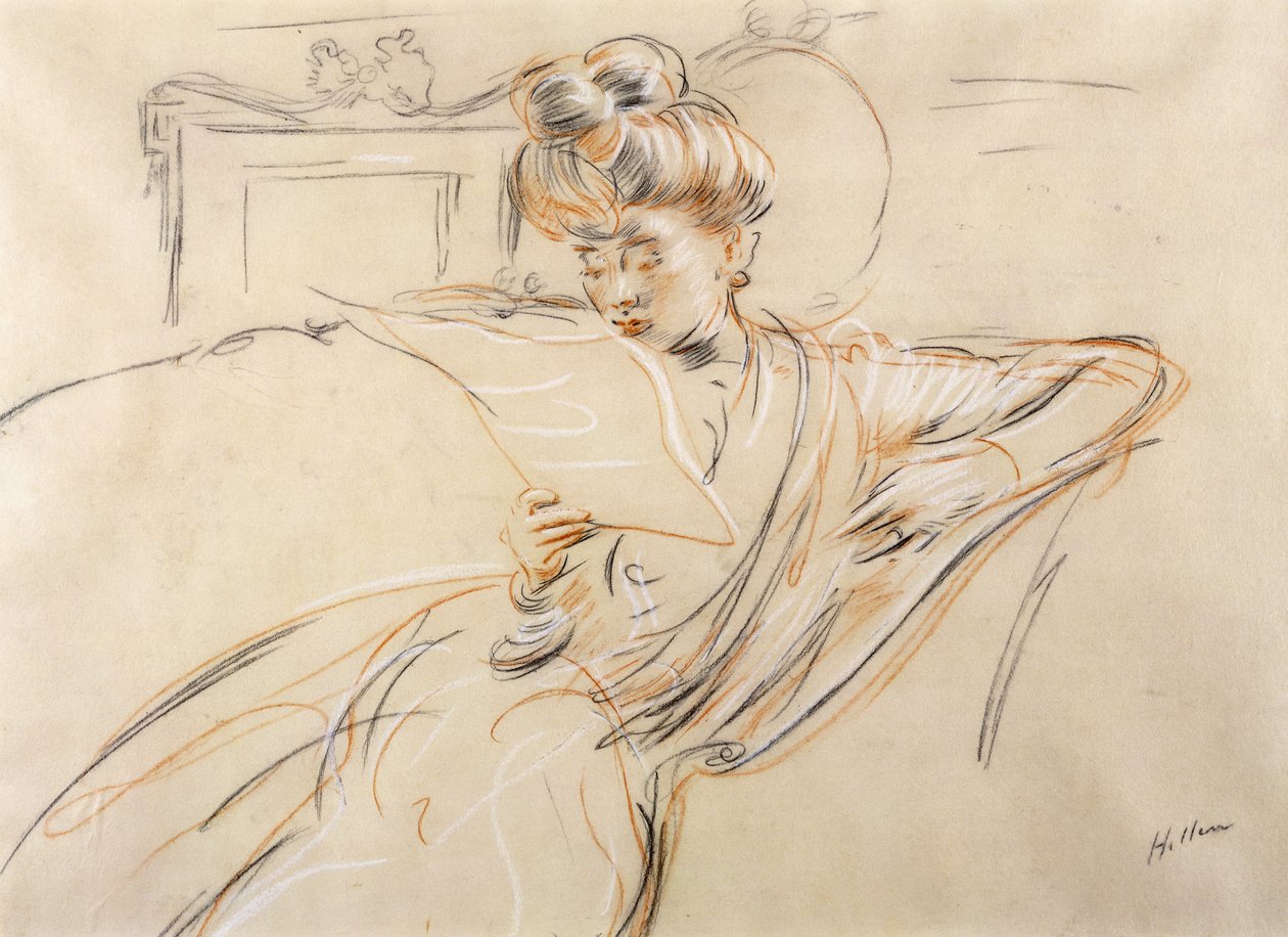 مدام Helleu القراءة ، بواسطة بول سيزار هيليو