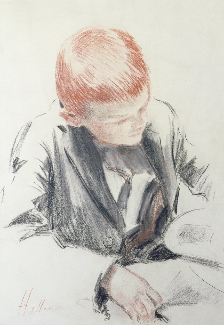 The Young Connoisseur (طباشير أحمر وأسود على ورق) بواسطة بول سيزار هيليو