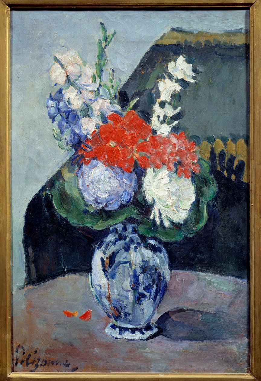 باقة مع دلفيت صغير. لوحة بول سيزان (1839-1906) بواسطة بول سيزان